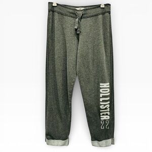 Hollister Gray Logo Jogger Sweatpants Drawstring Cozy Size S